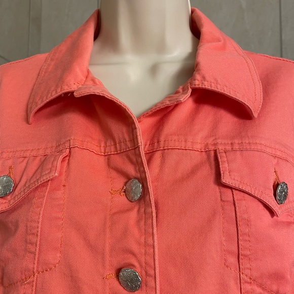 EUC Dressbarn coral denim-style jacket, size Medium - Picture 2 of 8
